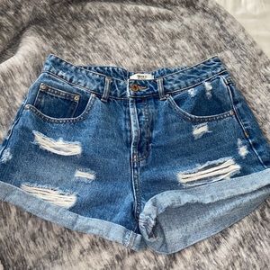 High rise jean shorts